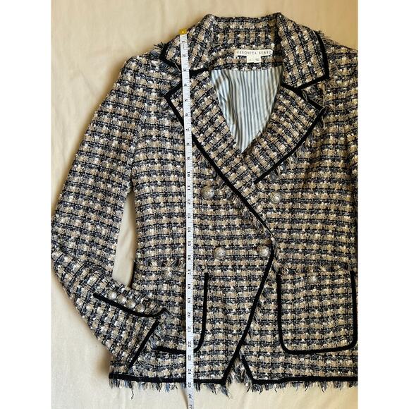 Veronica Beard Theron Tweed Plaid Double Breasted Blazer Jacket US 4 - Picture 5 of 7